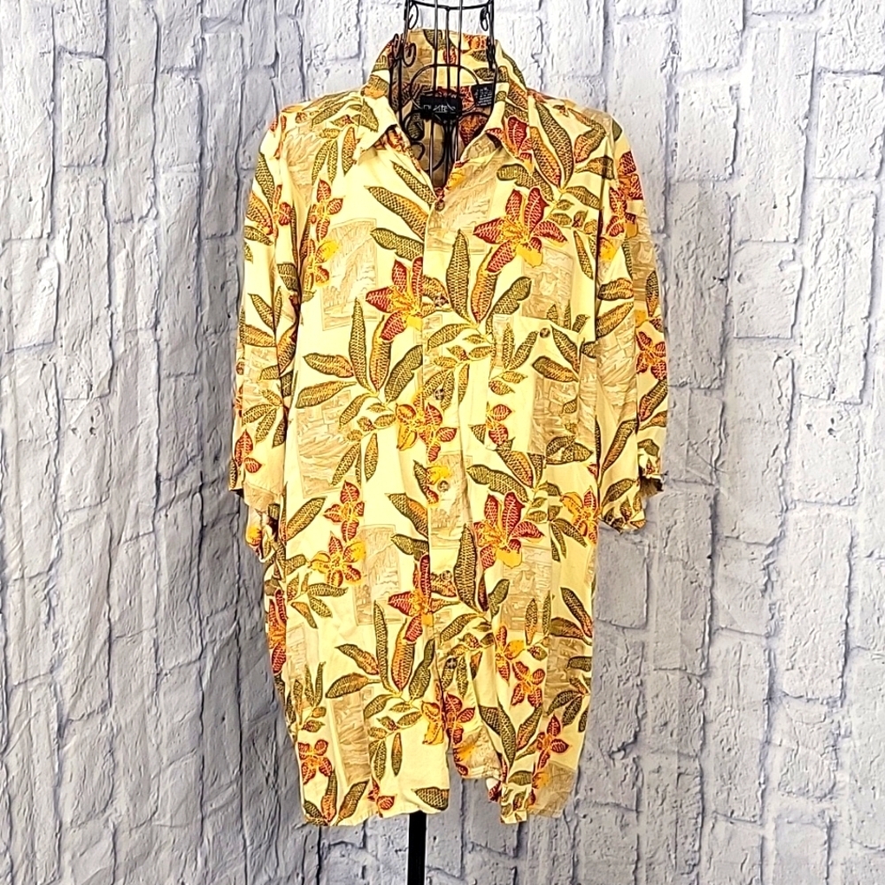 PURITAN Floral Hawaiian Button Up Short Sleeves Men's Shirt XL‎